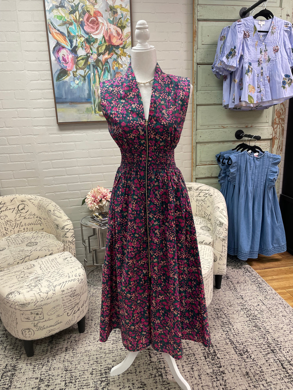 Navy Floral Dress