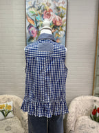Blue Gingham Sleeveless Top