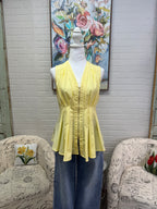 Yellow Zip Peplum Top