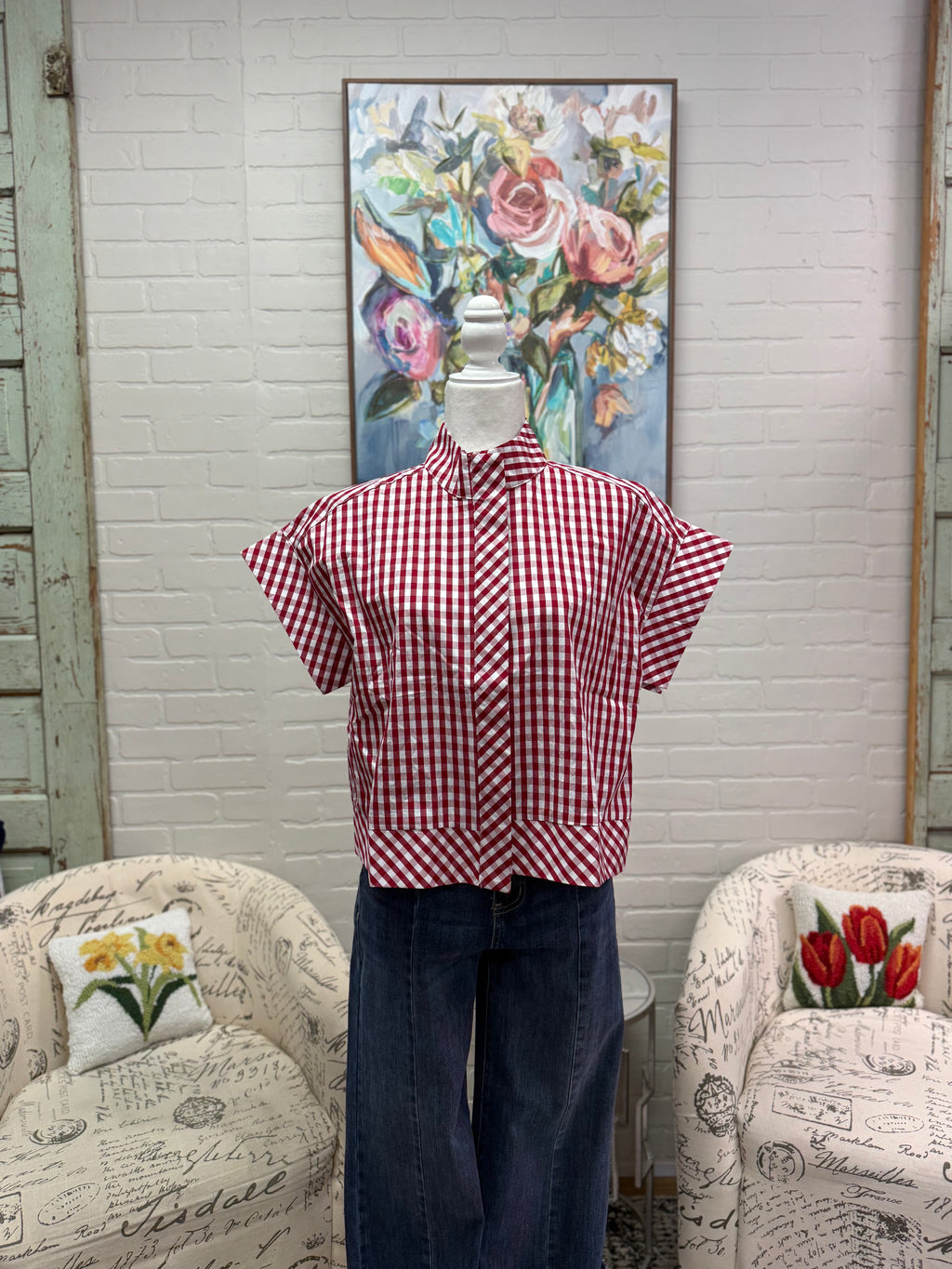 Red Gingham Button Down