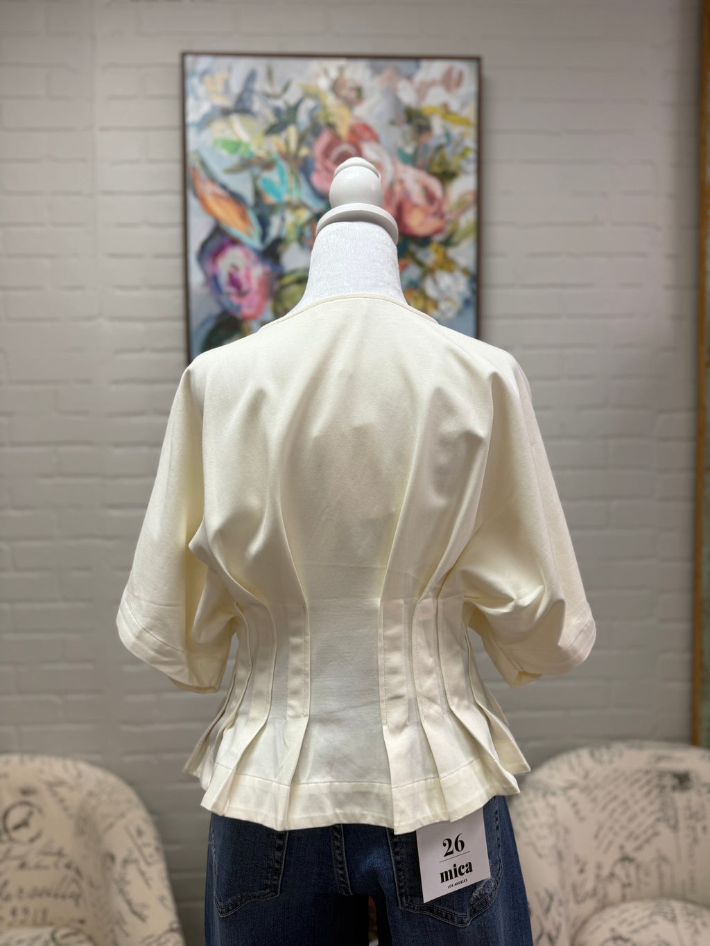 Cream Pleated Dolman Top