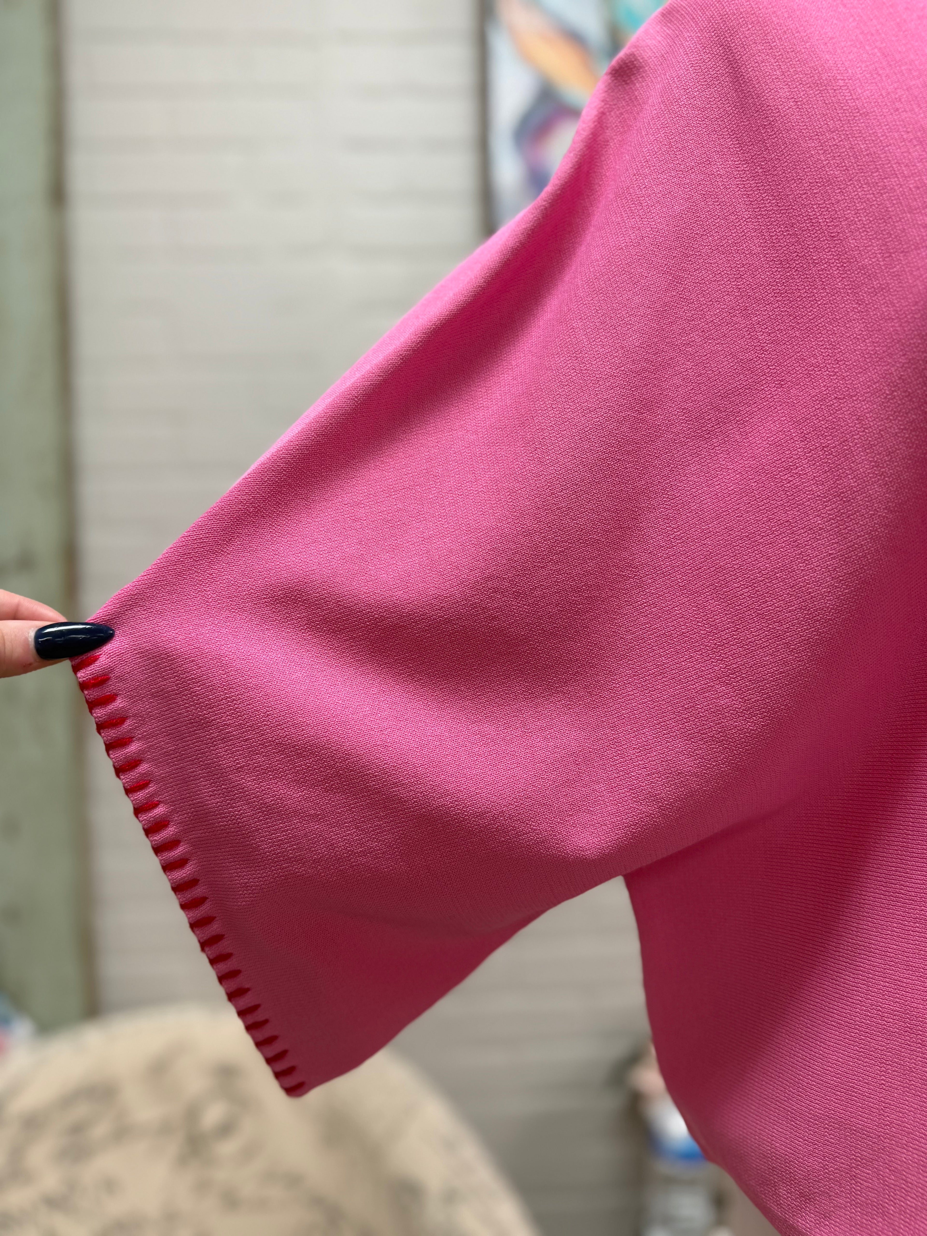 Pink Top w/ Red Stiching