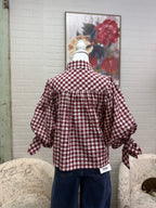 Wine Gingham Blouse