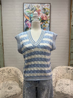 Blue Striped Sweater Vest