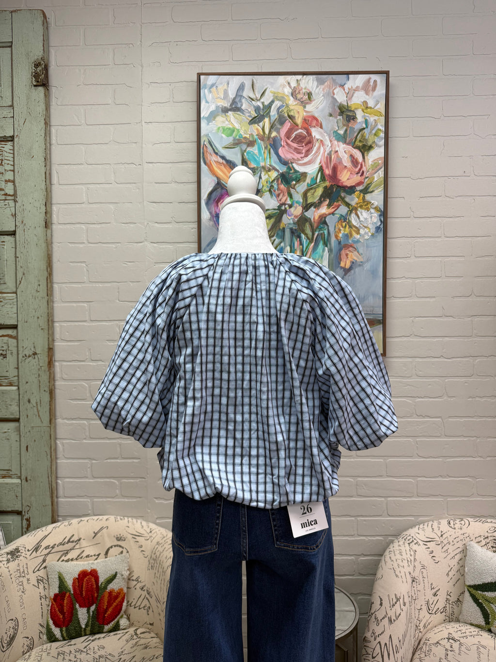 Blue Plaid Bubble Top