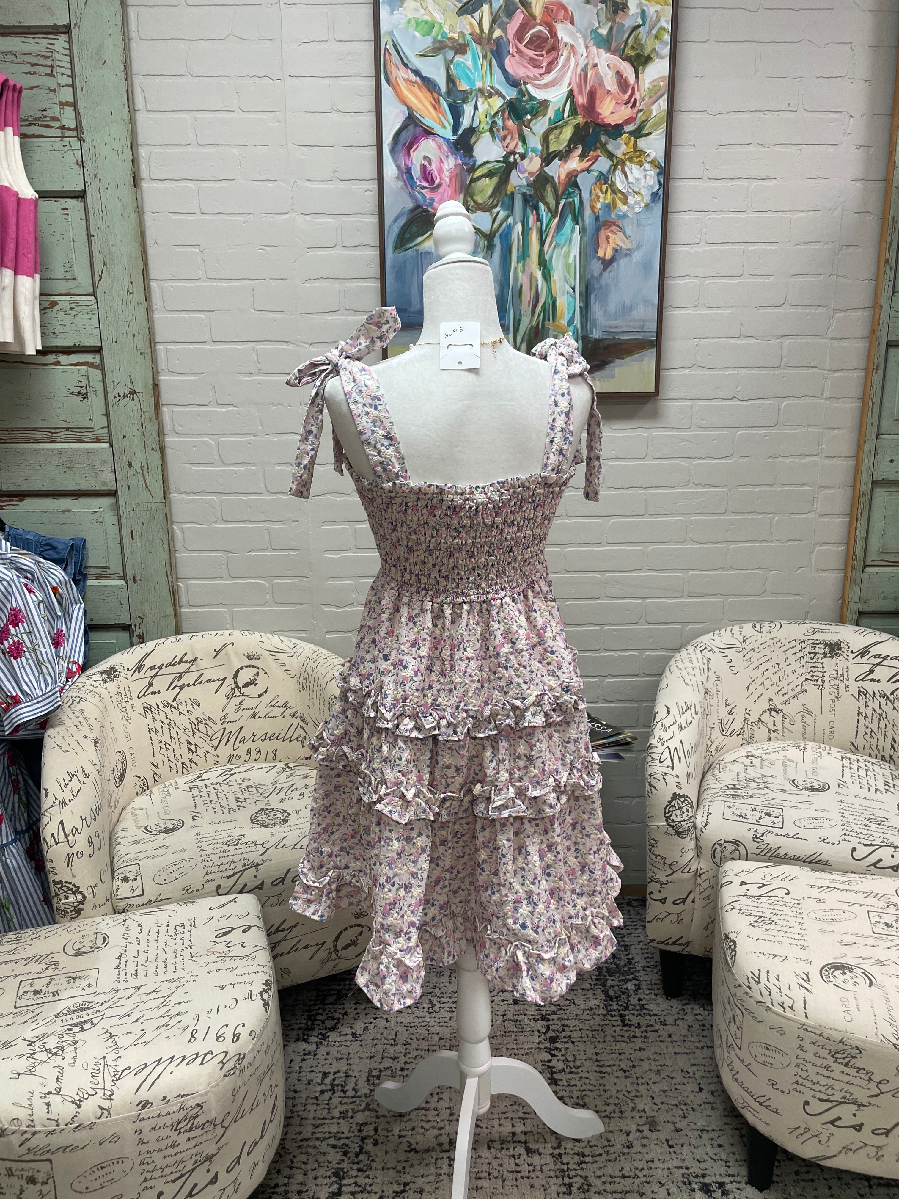 Lavender Floral Mini Dress