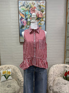 Red Gingham Sleeveless Top