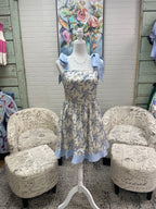 Cream & Blue Floral Mini Dress