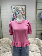 Pink Peplum Hem Sweater