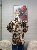 Brown Floral Button Down Top