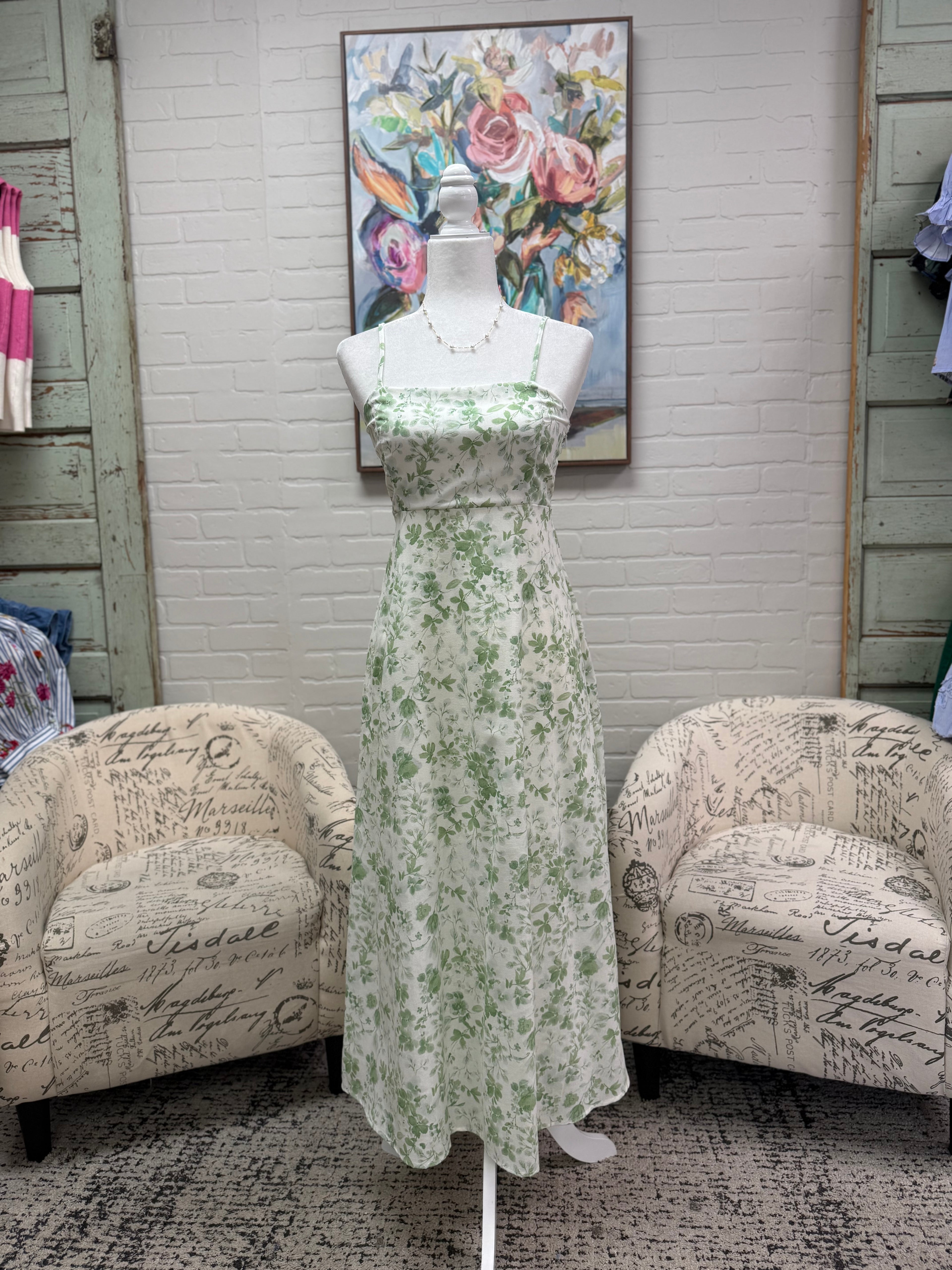 Green Floral Midi Dress