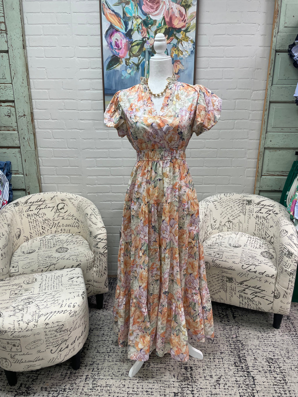 Pastel Floral Midi Dress