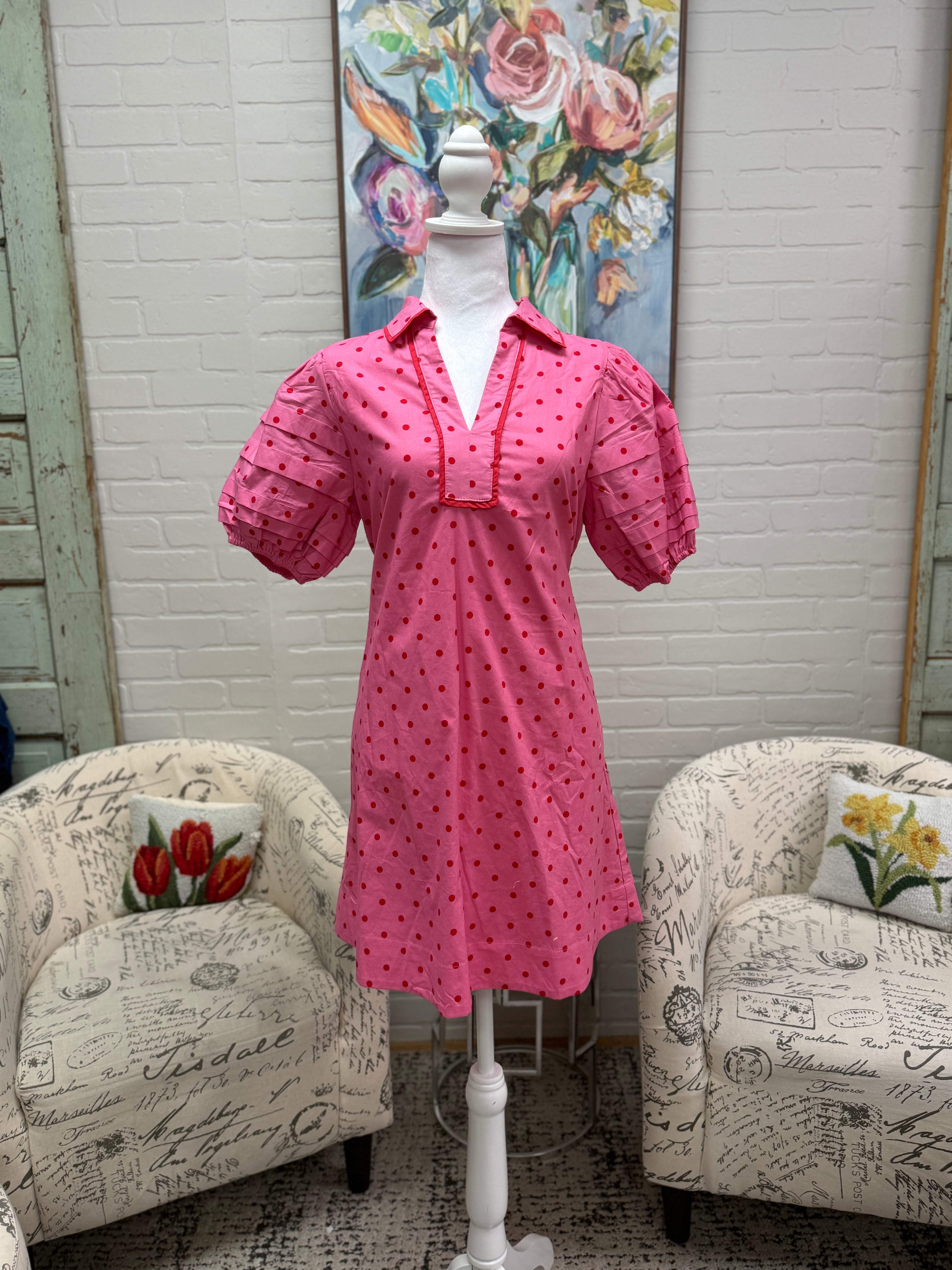 Pink Polka Dot Mini Dress