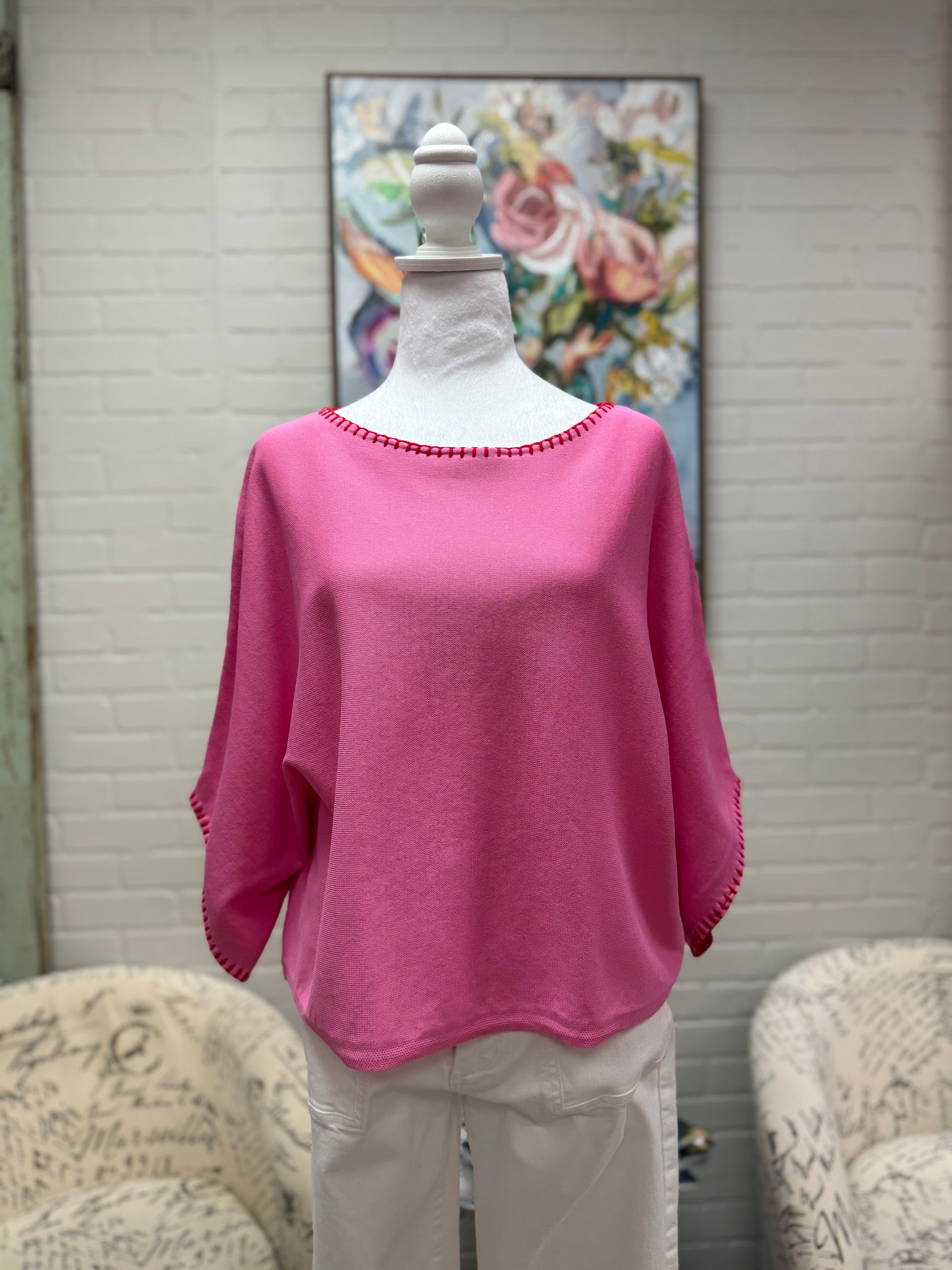 Pink Top w/ Red Stiching