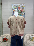 Natural Short Sleeve Contrast Cardigan