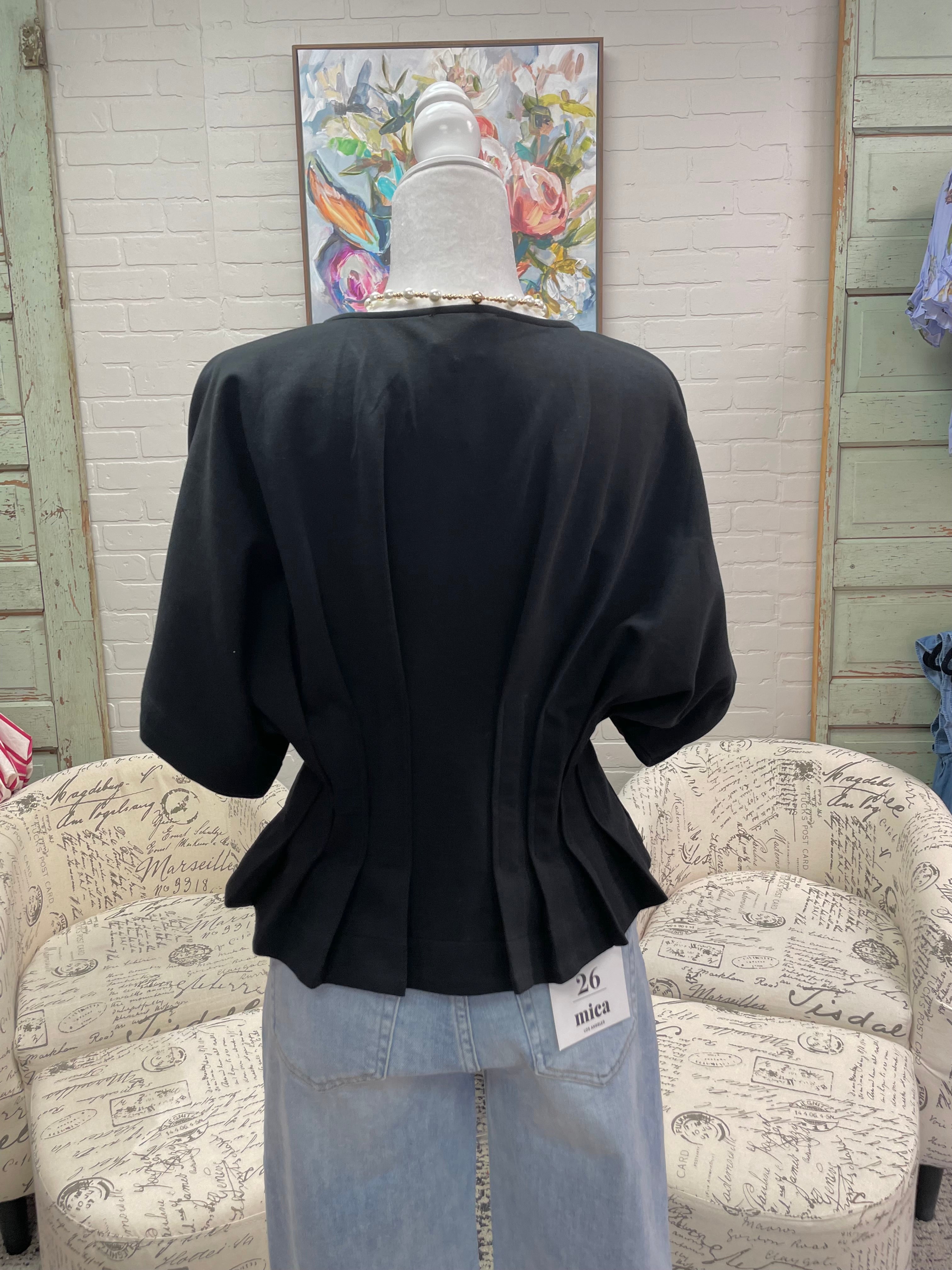 Black Pleated Dolman Top