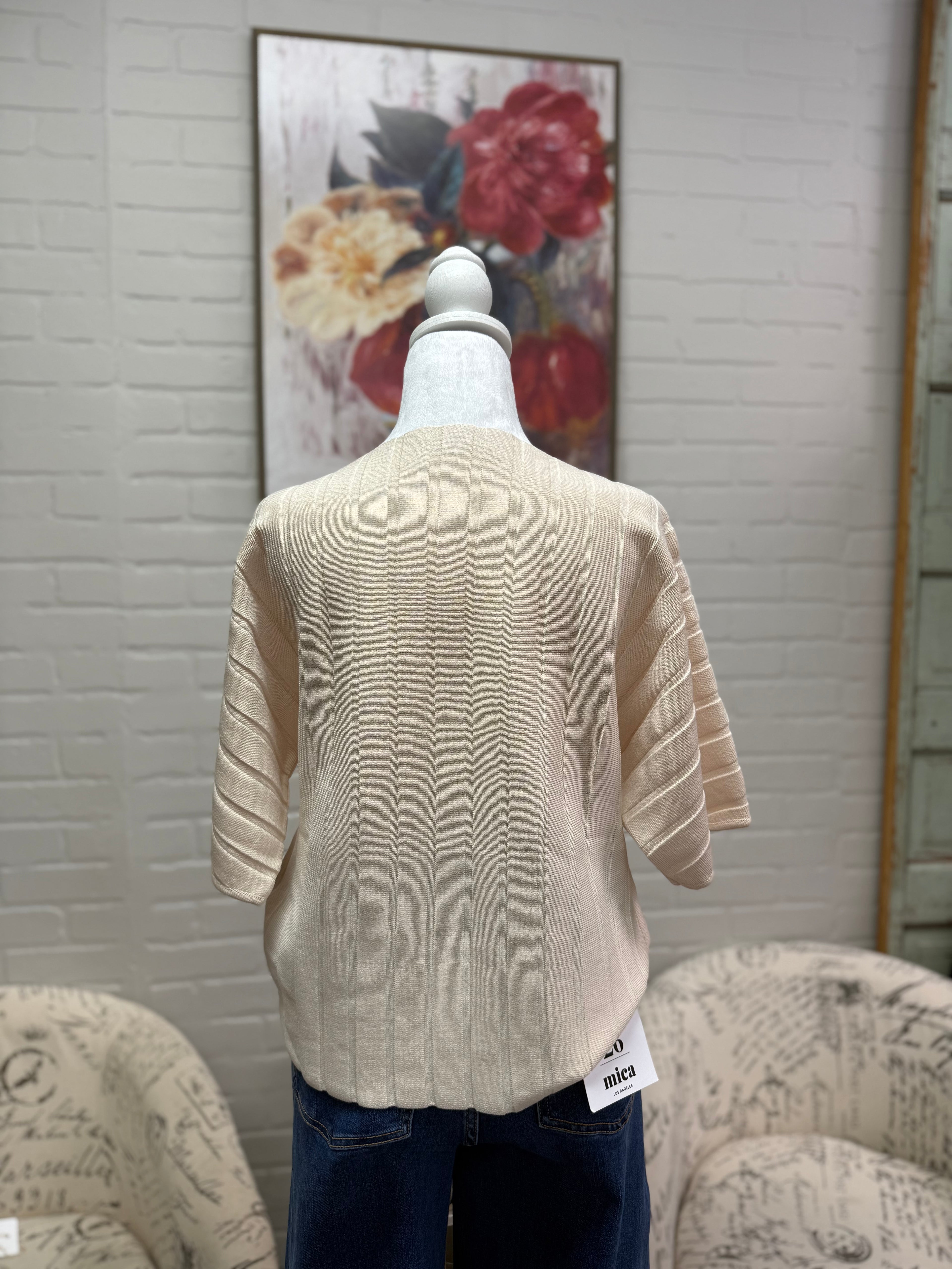 Ecru Knit Ribbed Top