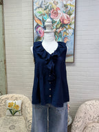 Navy Ruffle Blouse