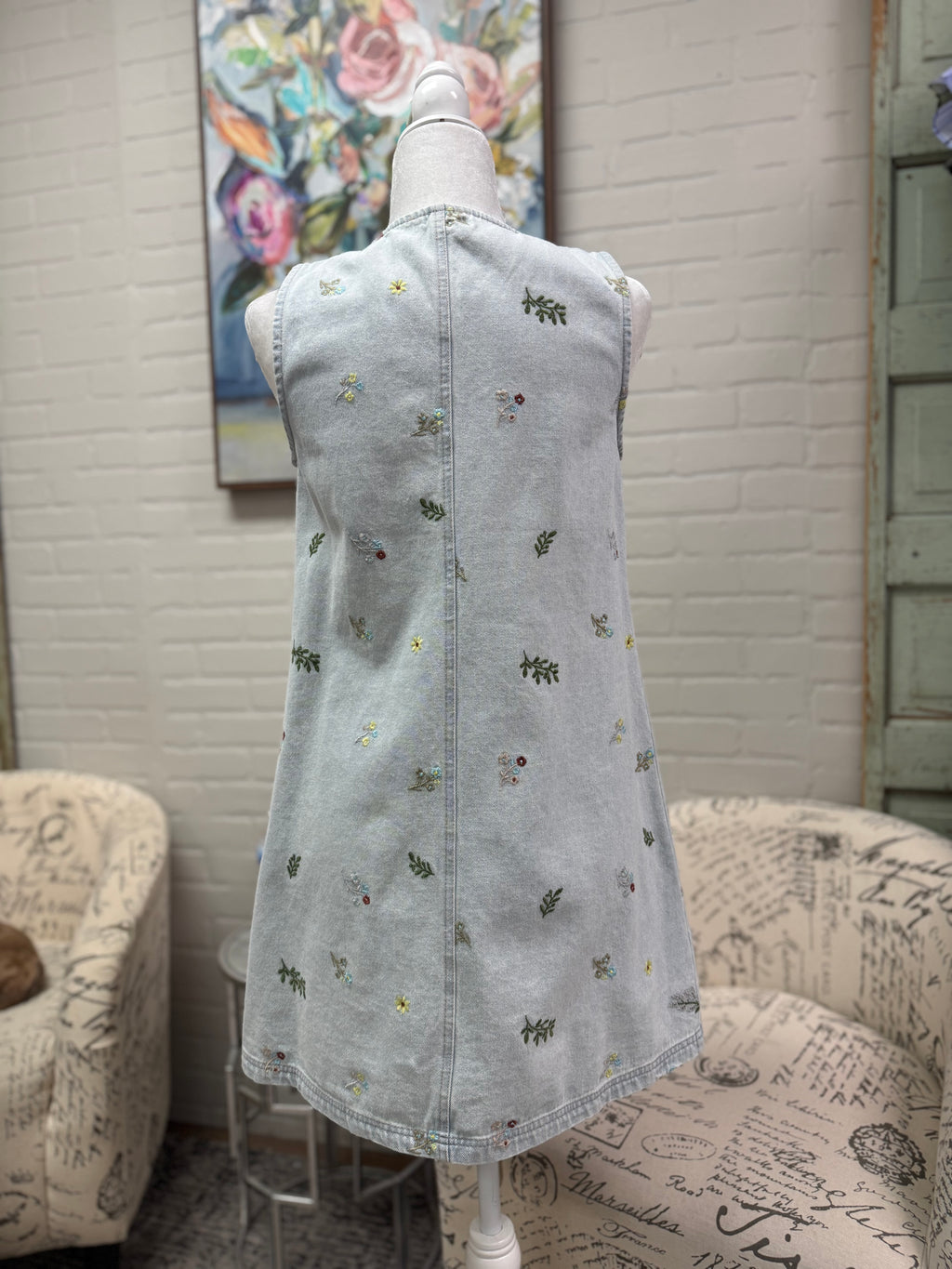 Embroidered Denim Floral Mini