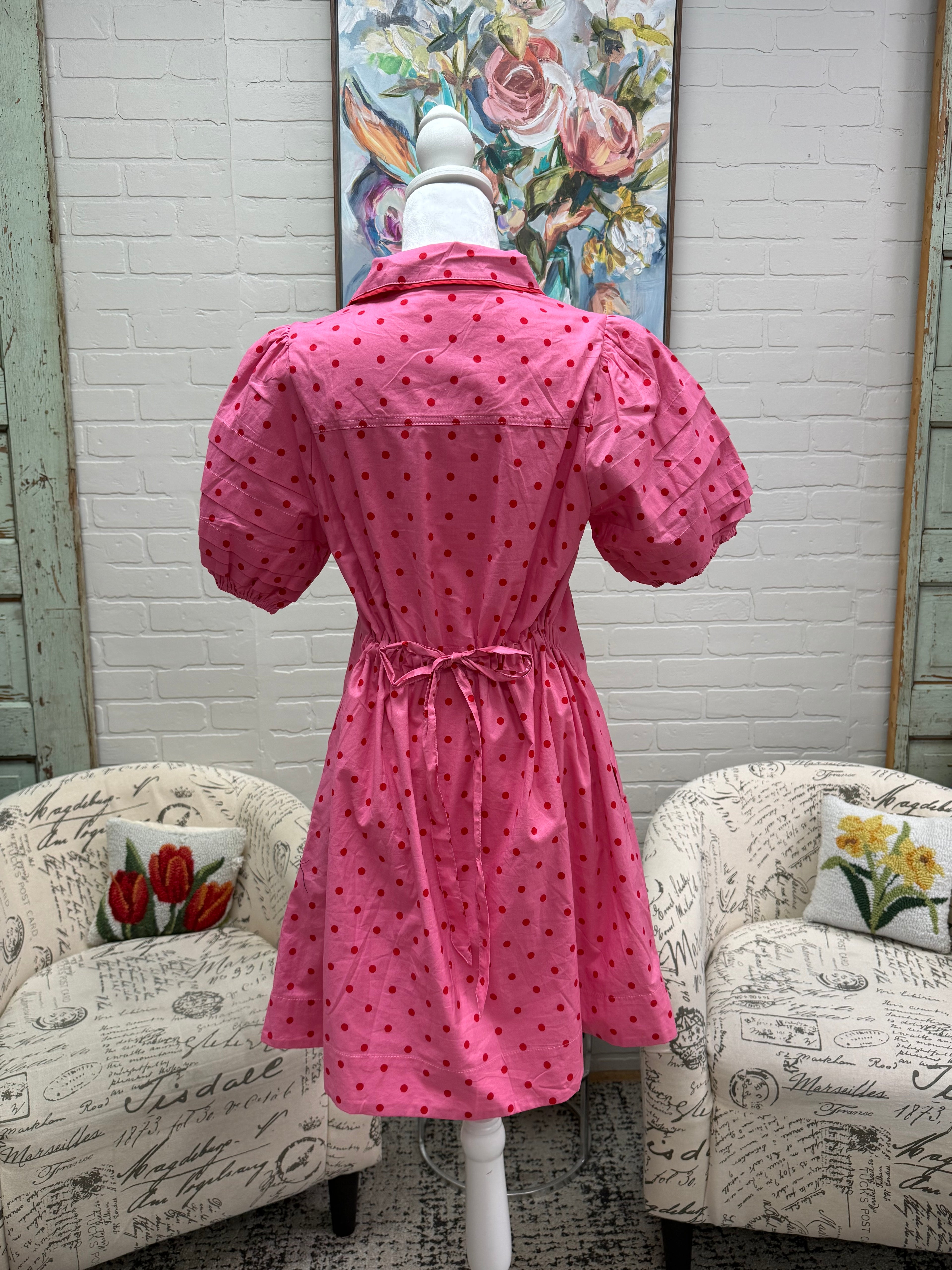 Pink Polka Dot Mini Dress