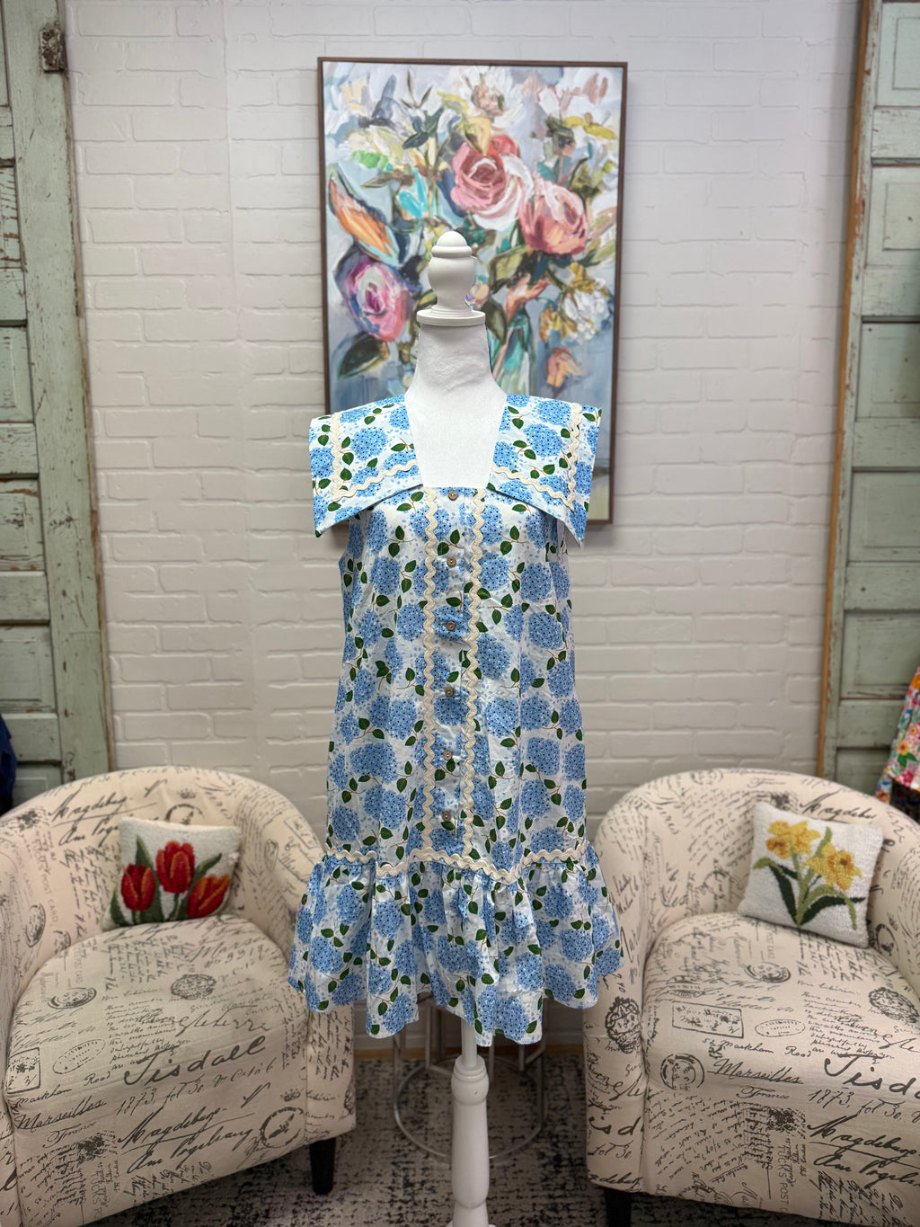 Blue Floral Mini Dress
