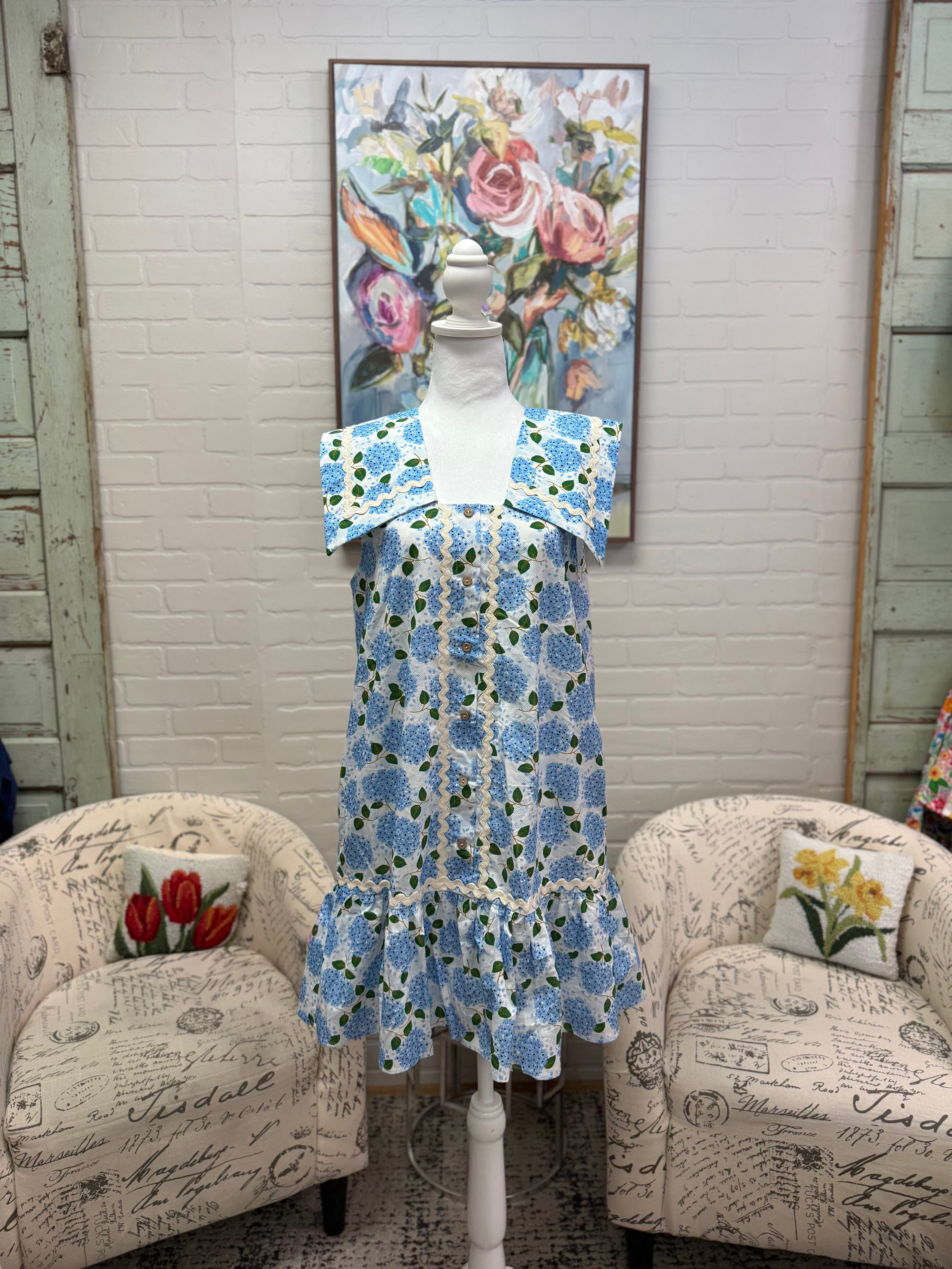 Blue Floral Mini Dress
