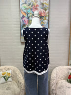 Navy Polka Dot Sleeveless Top