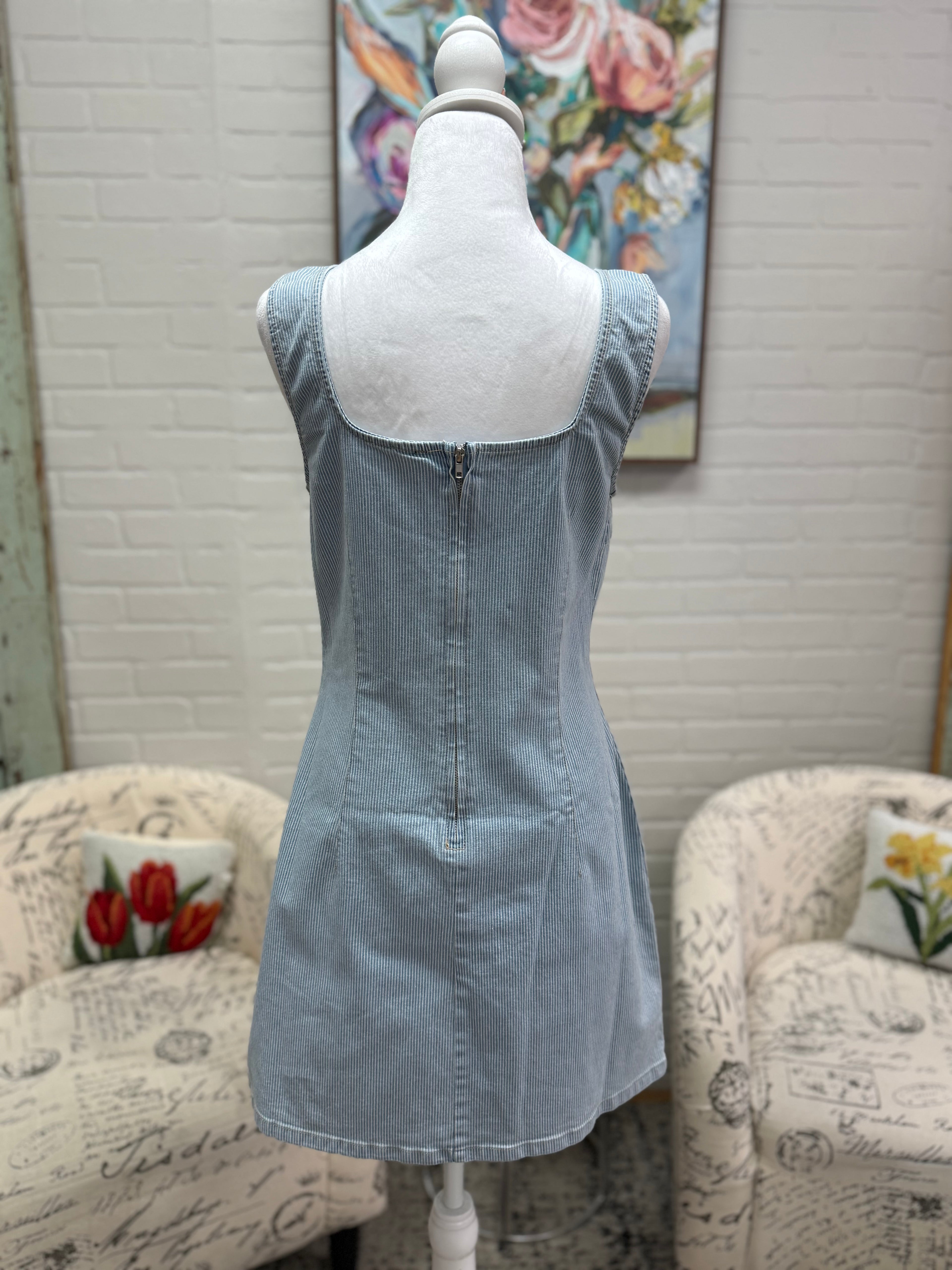 Striped Denim Mini Dress