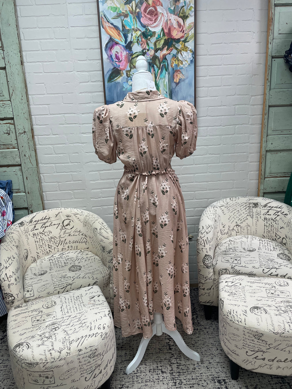 Matcha Floral Midi Dress