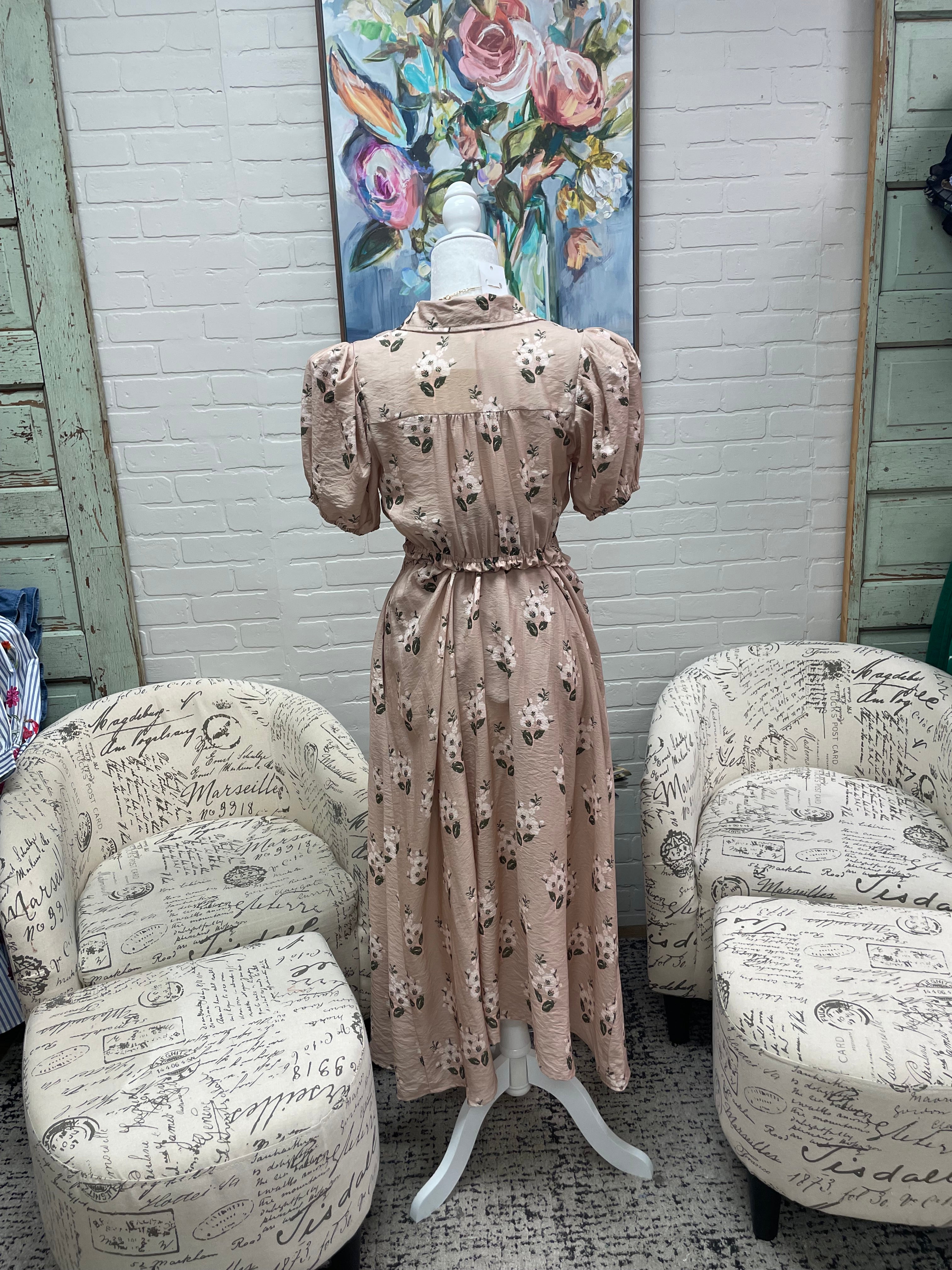 Matcha Floral Midi Dress