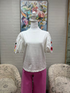 White Blouse w/ Embroidered Sleeves