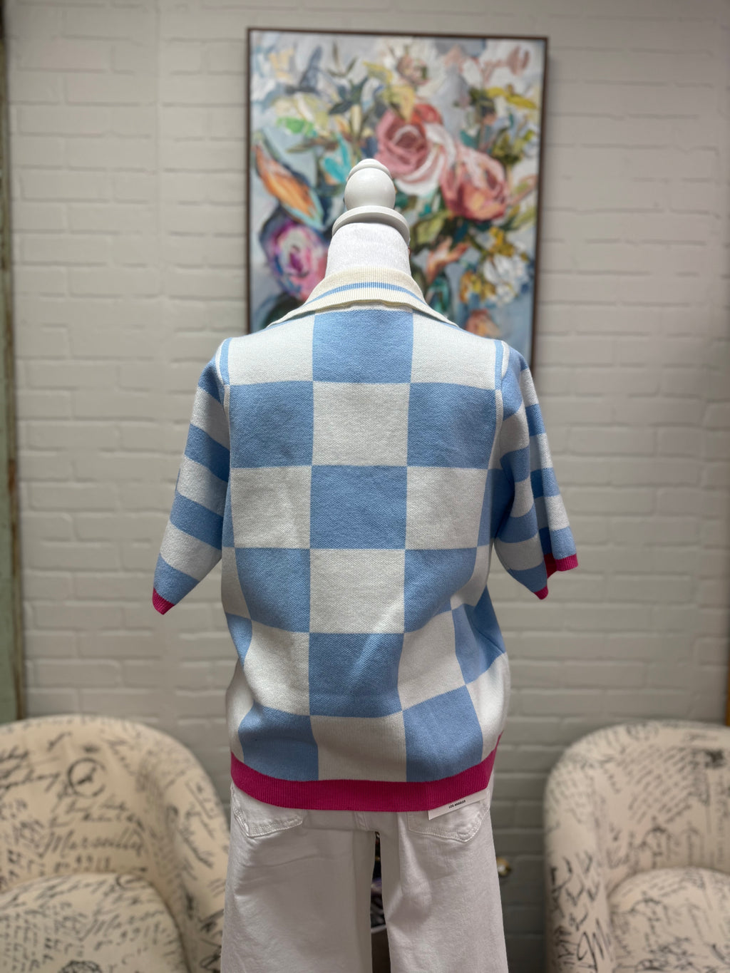 Blue Checked Sweater