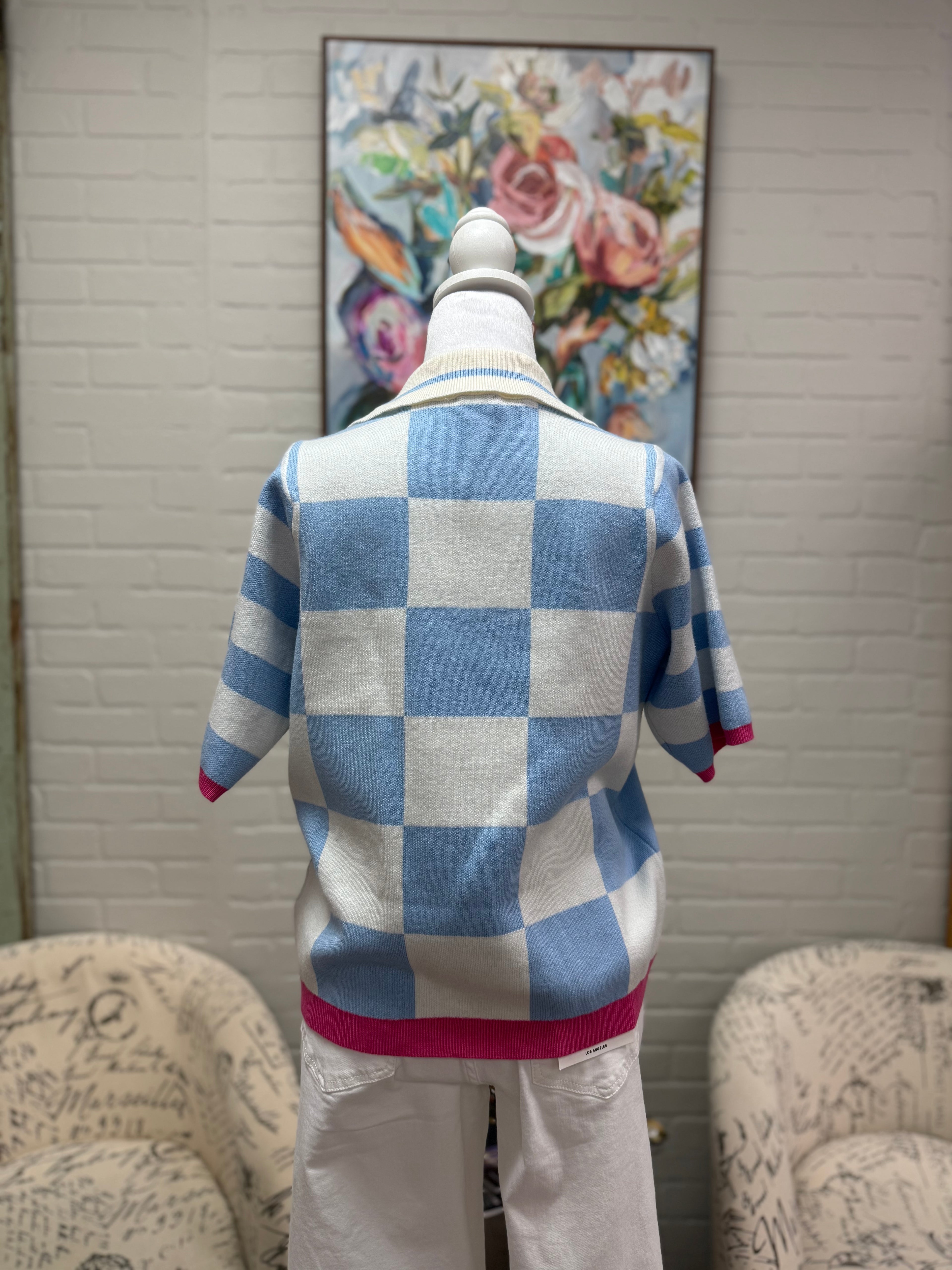 Blue Checked Sweater