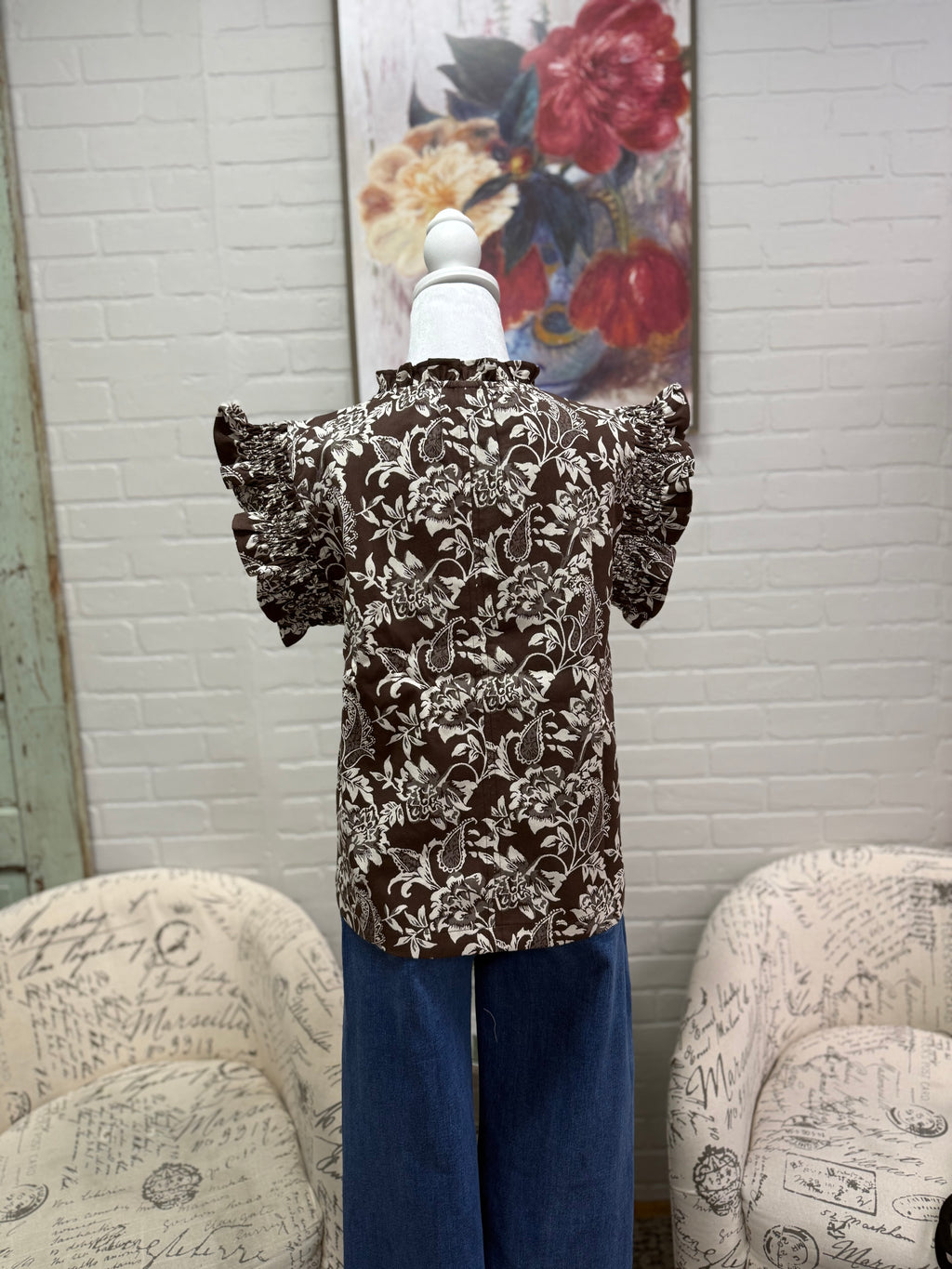 Brown Floral Top