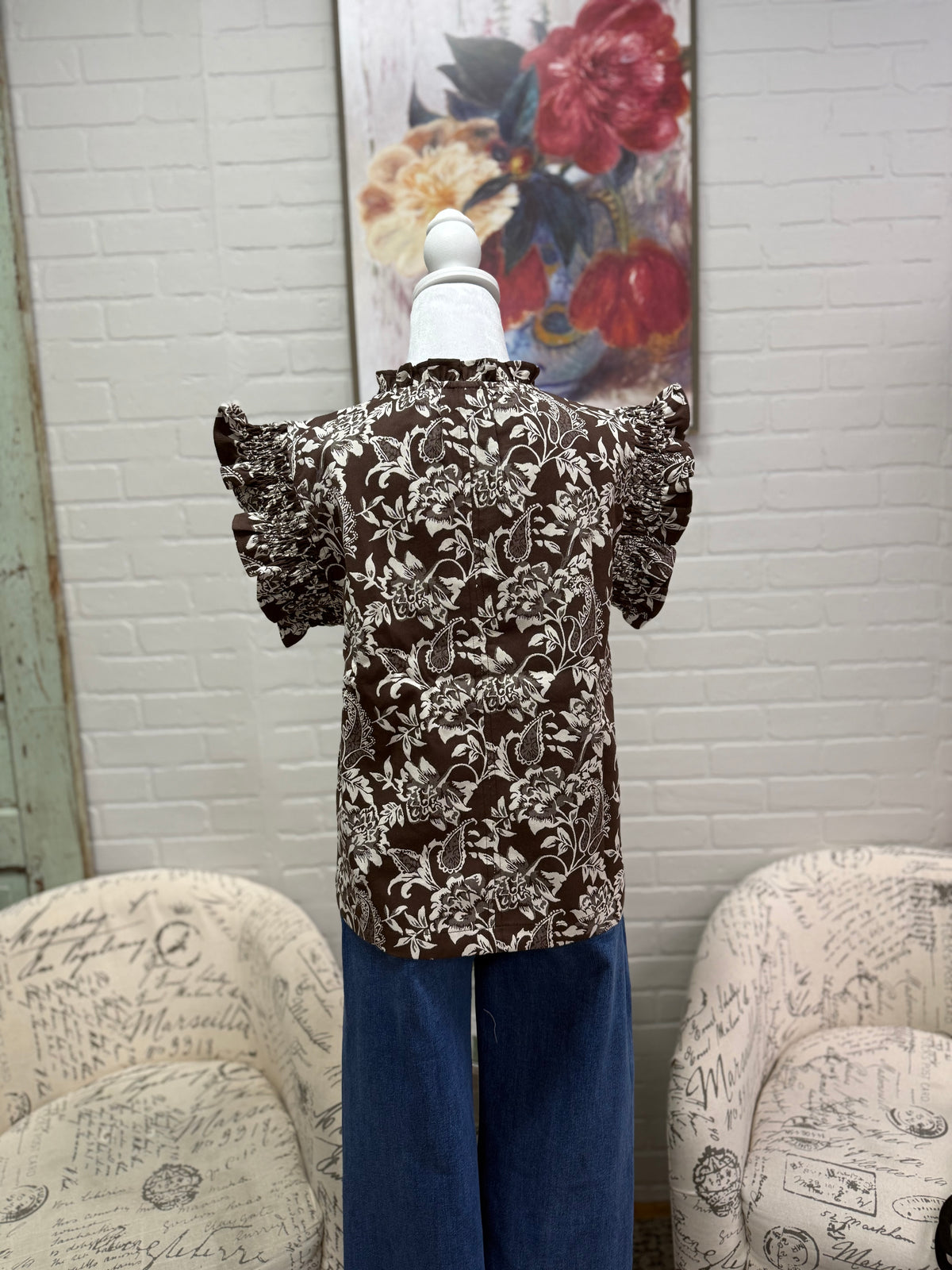 Brown Floral Top