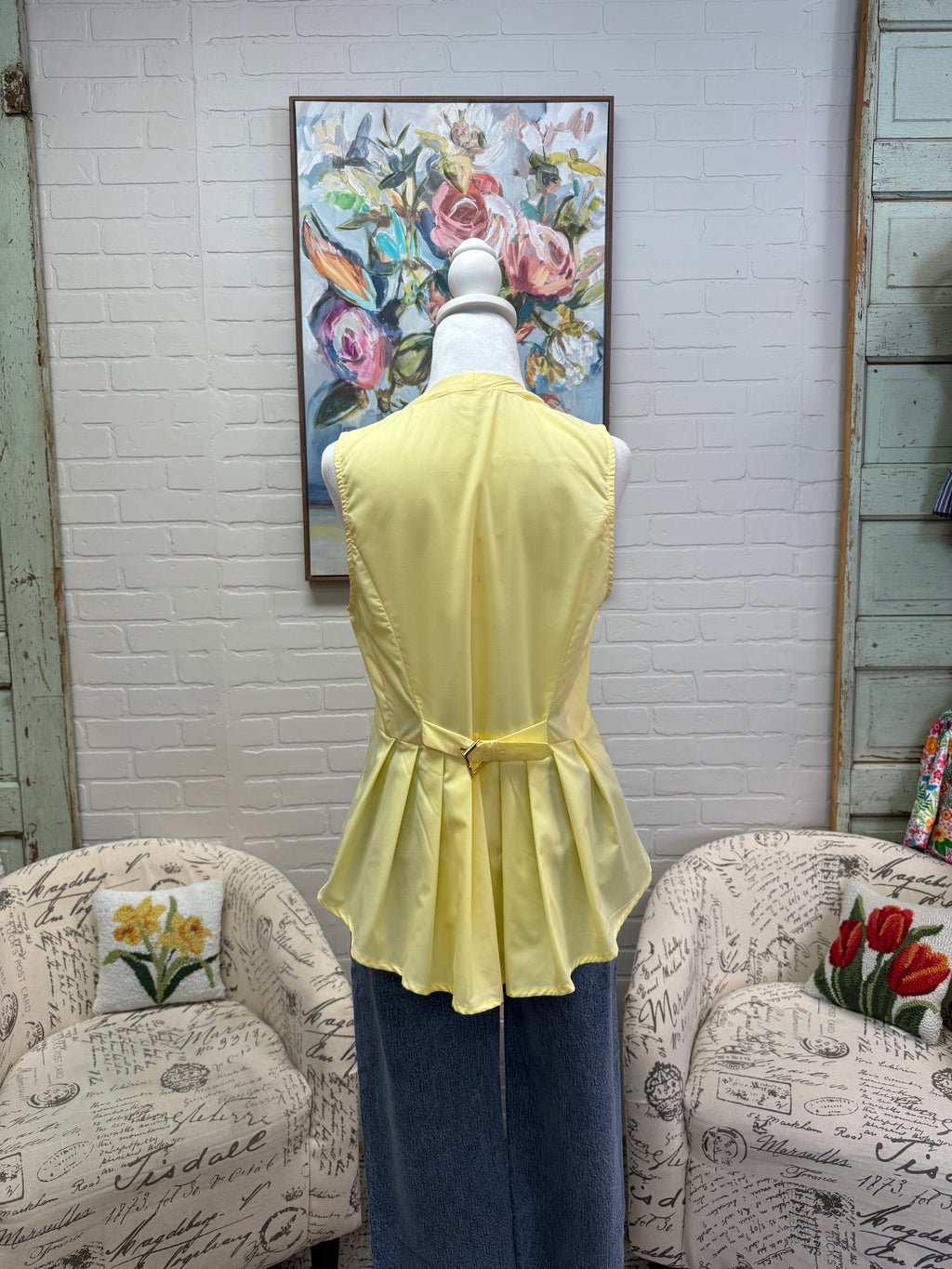 Yellow Zip Peplum Top