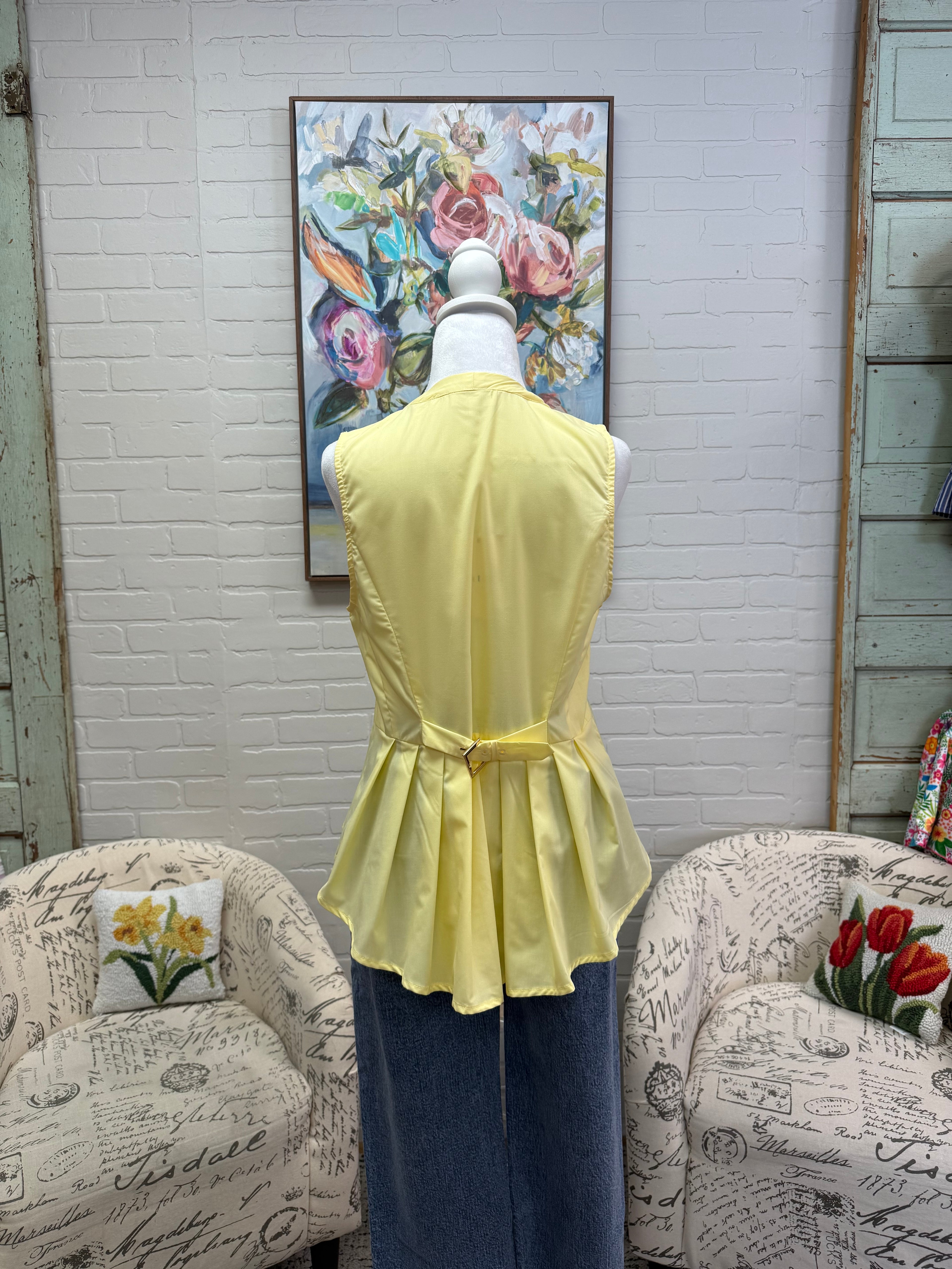 Yellow Zip Peplum Top