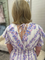 Lavender Floral V-Neck Dress