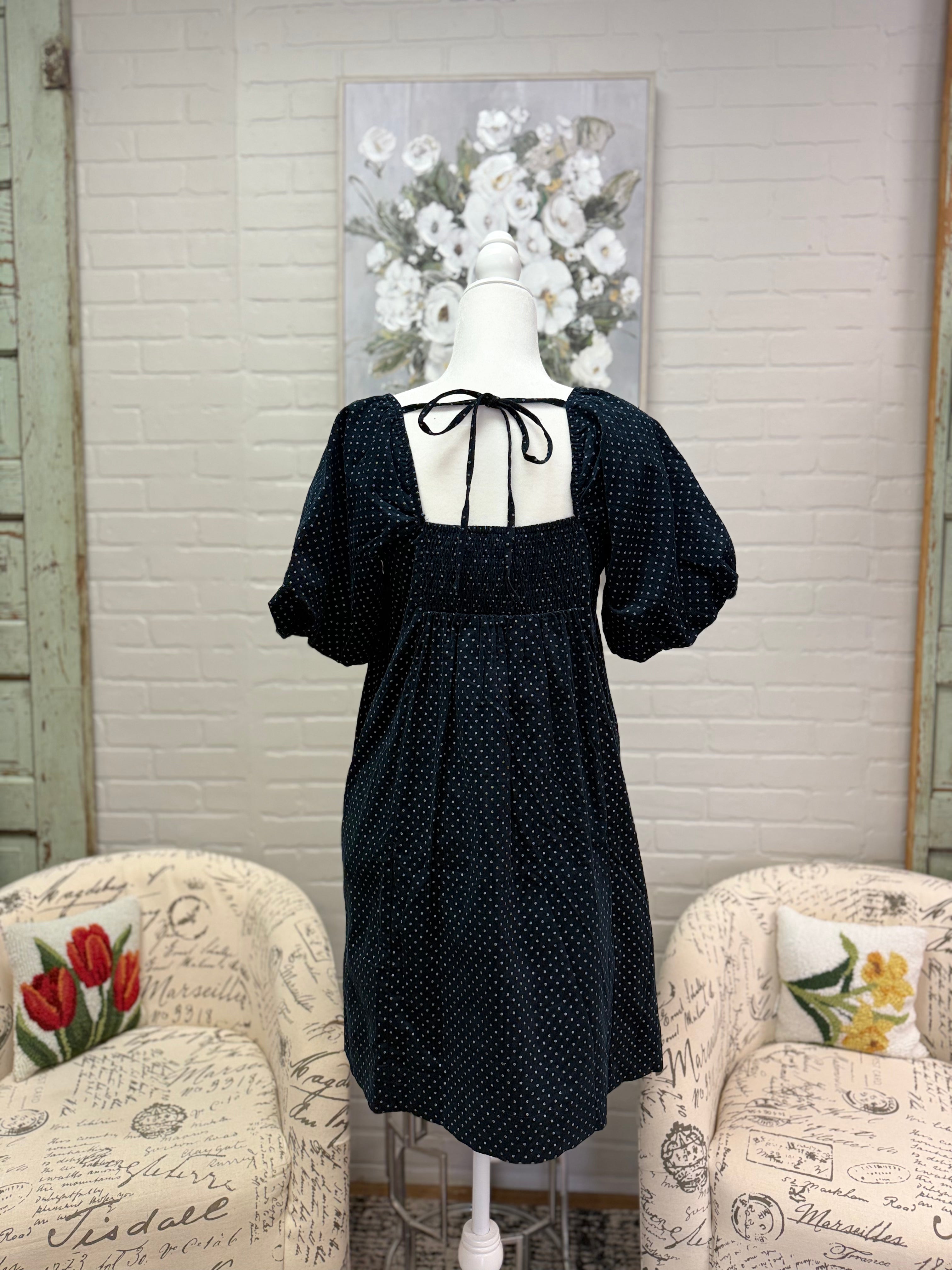 Navy Polka Dot Dress