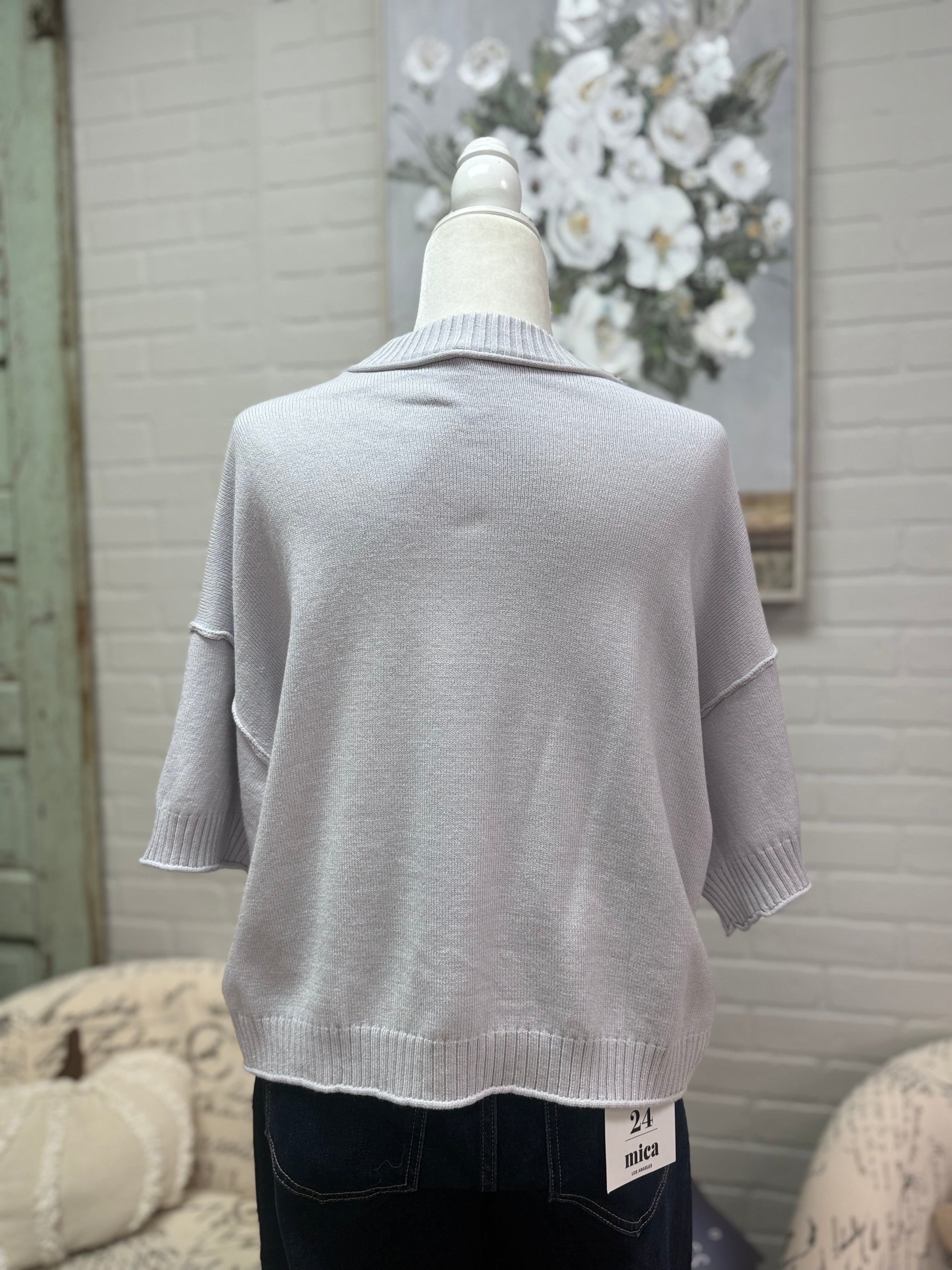 Grey Short Sleeved Sweater