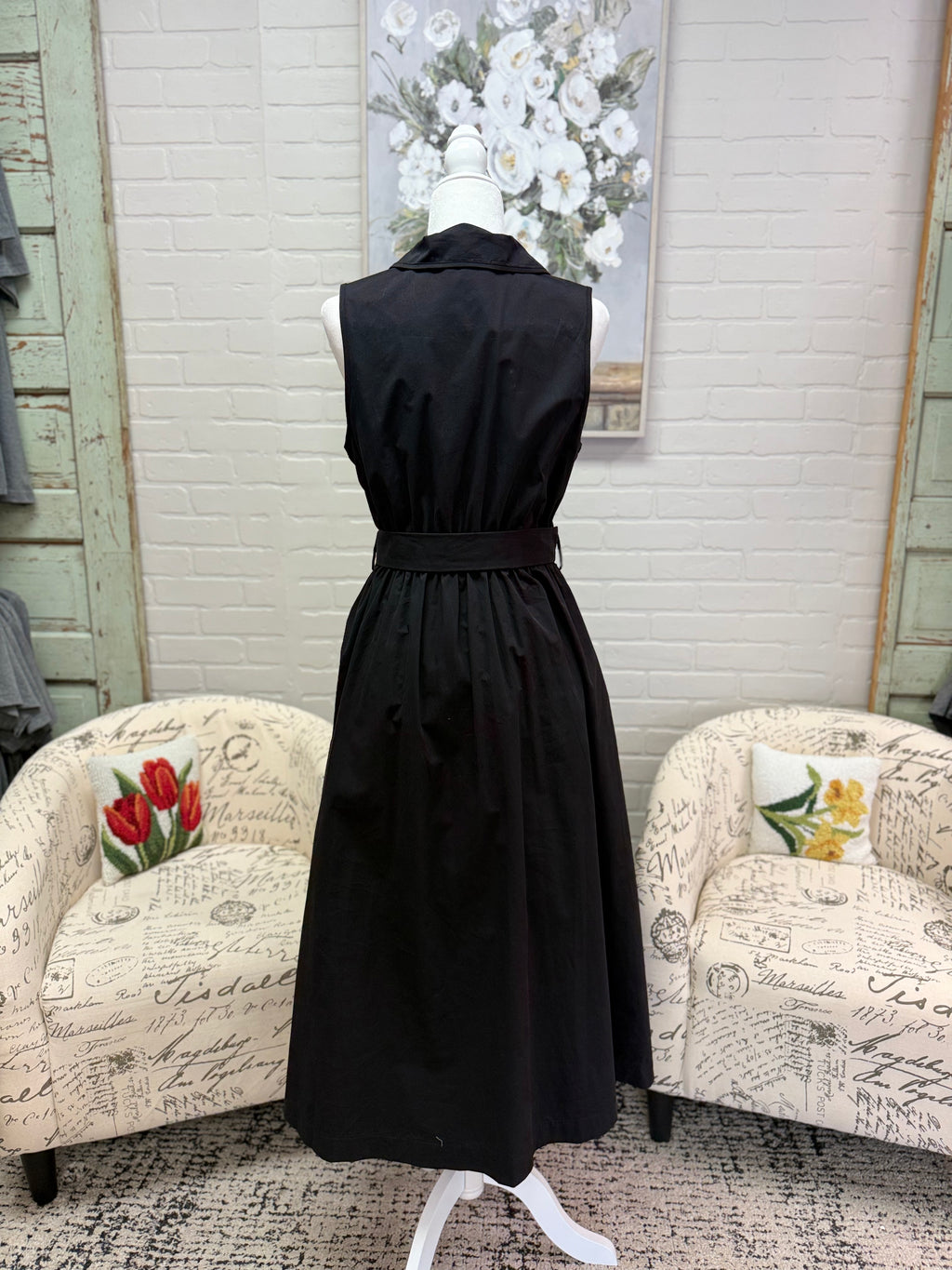 Black Belted Midi Dress