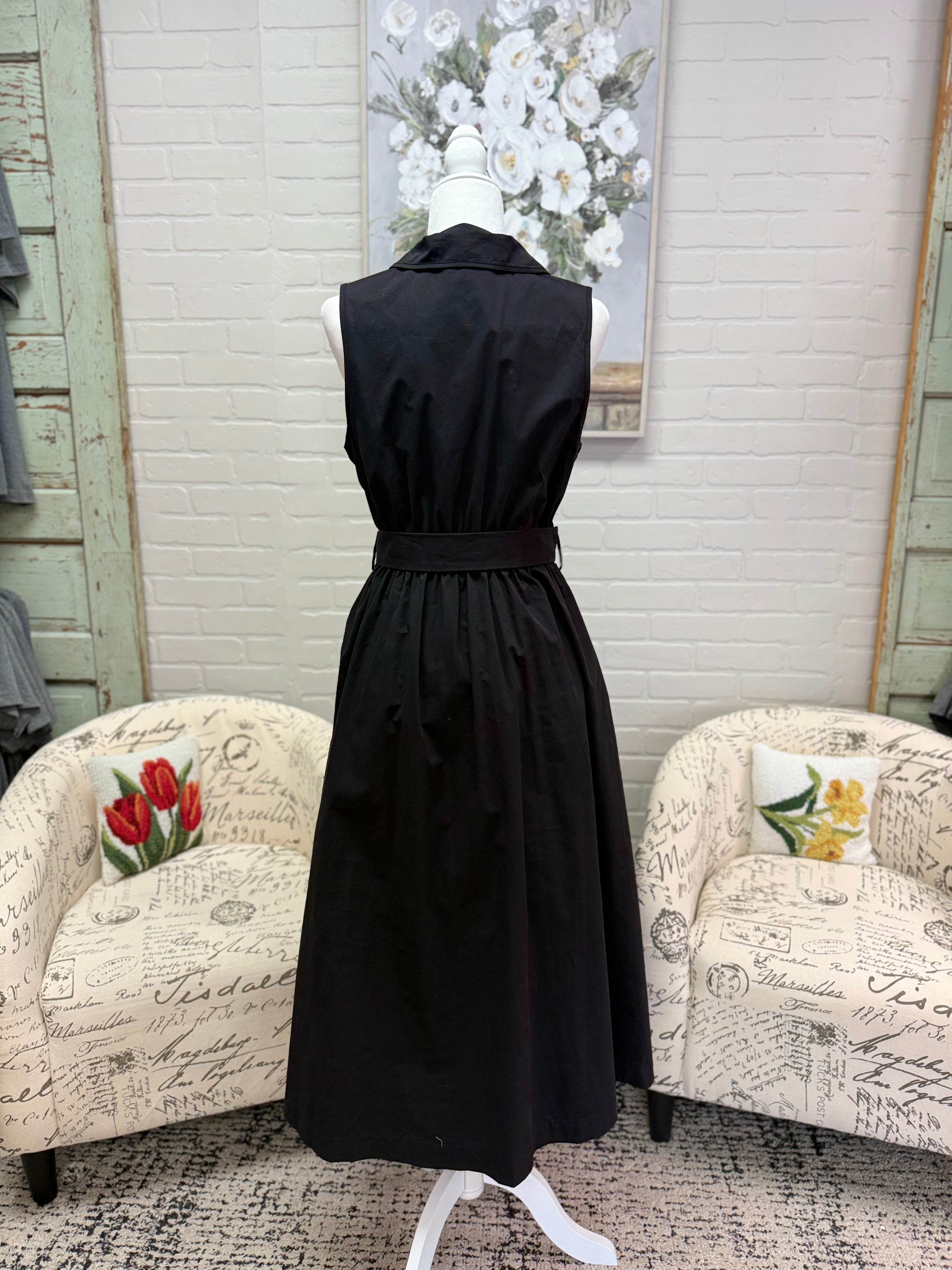 Black Belted Midi Dress