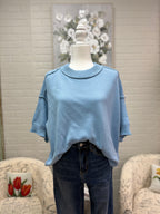 Blue Short Sleeved Sweater