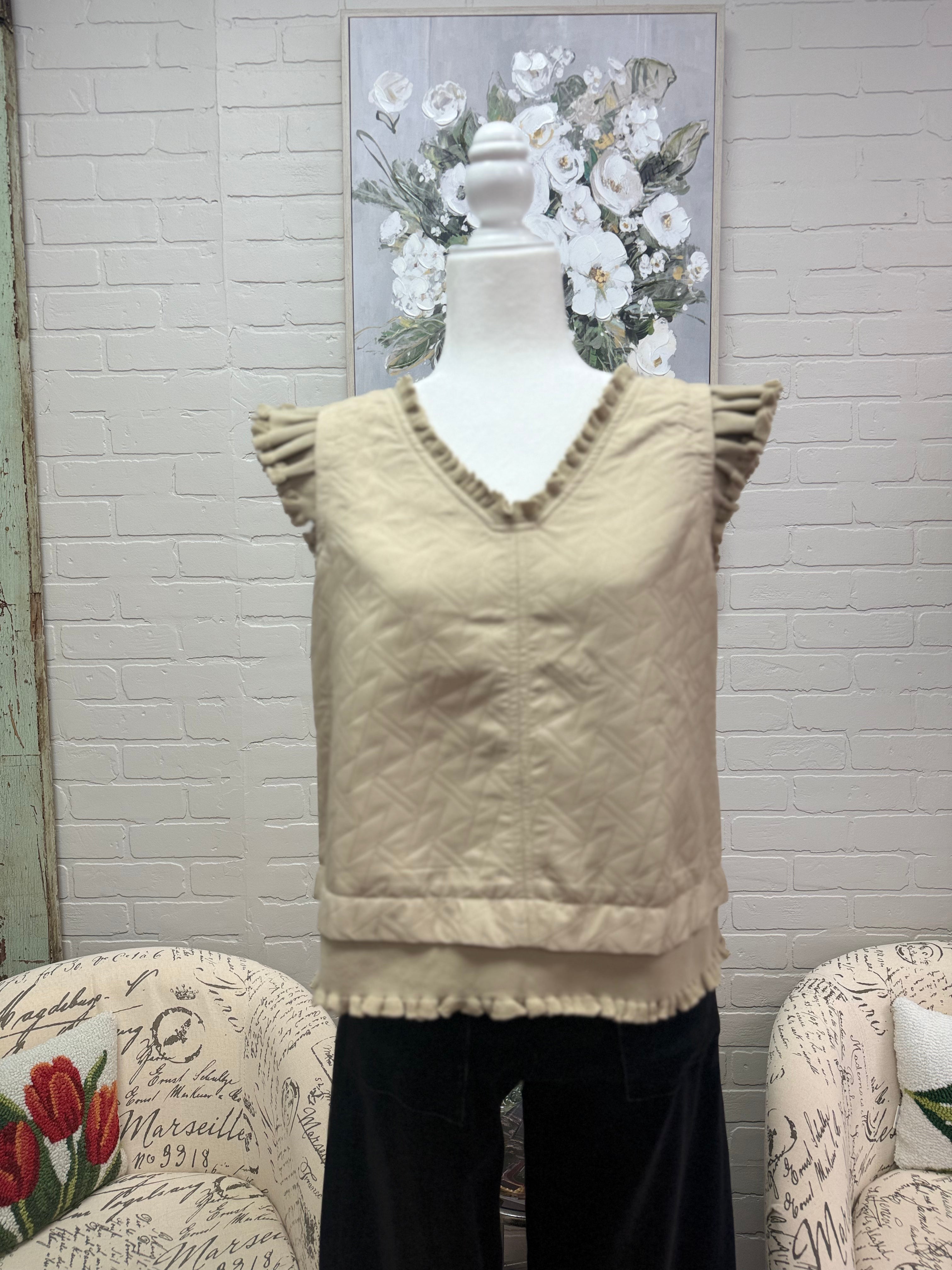 Taupe Ruffle Vest