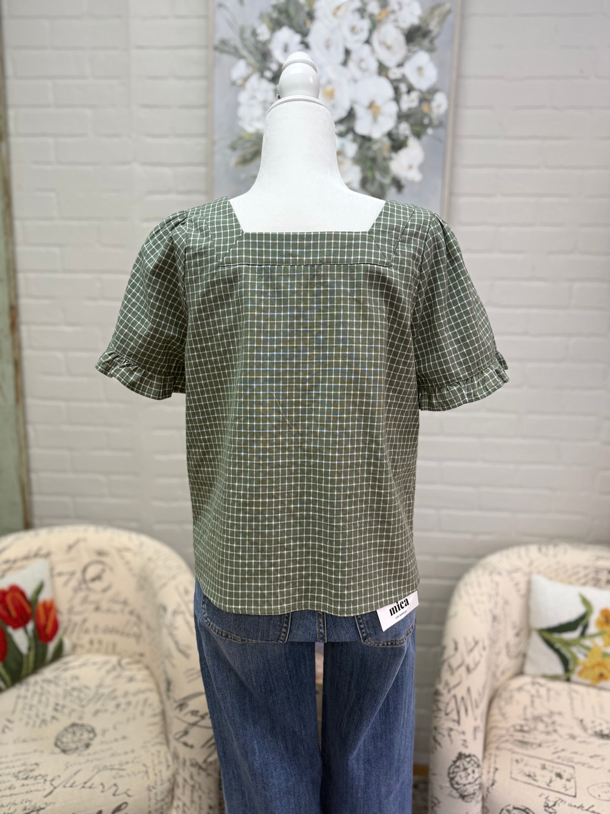 Green Plaid Blouse