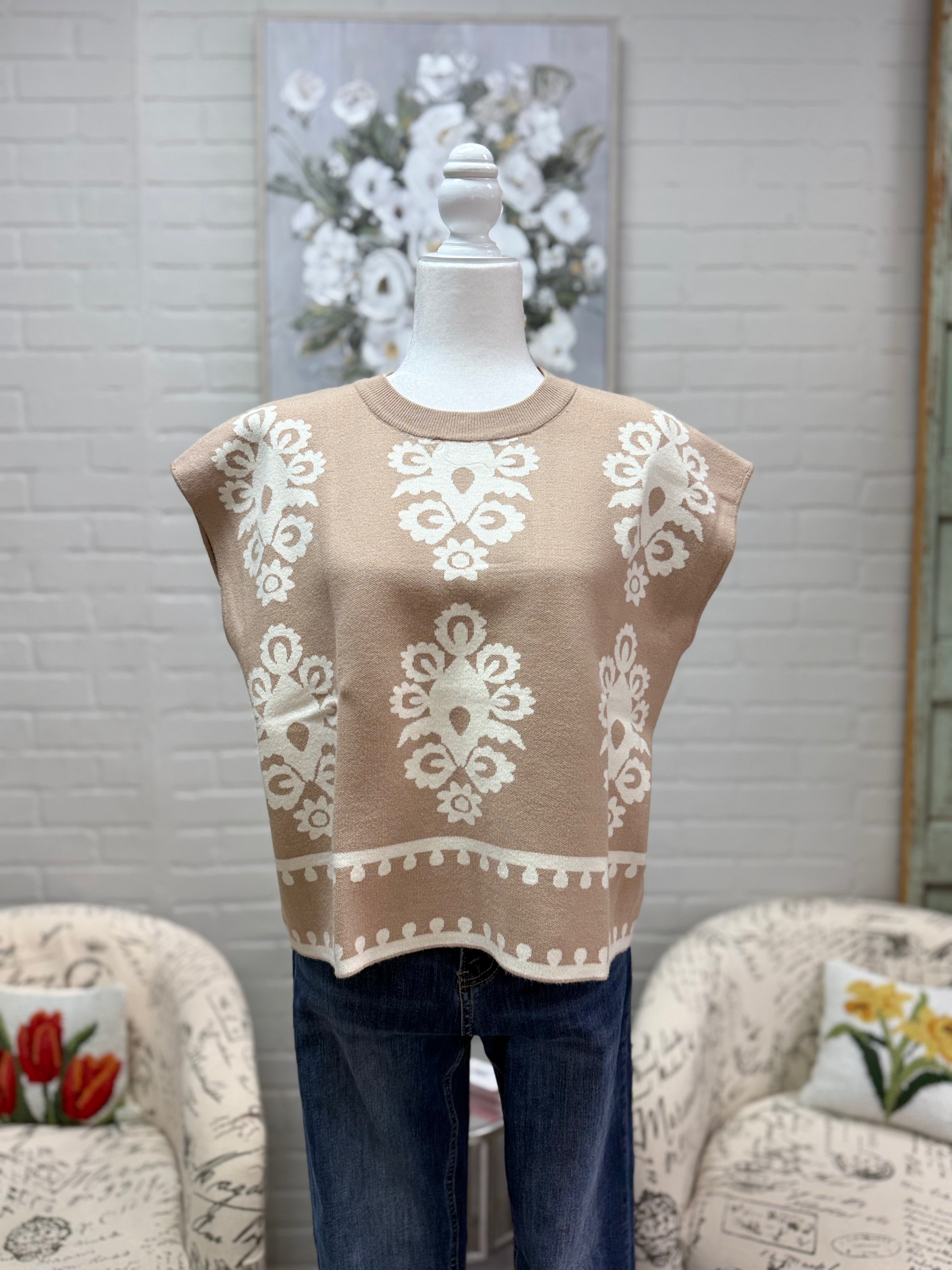 Taupe Damask Sweater