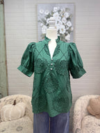 Green Embroidered Top
