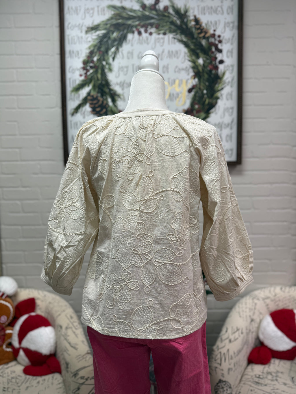 Ecru Embroidered Top