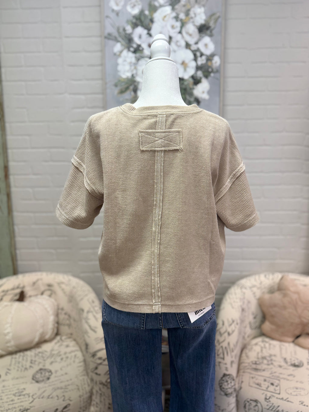 Khaki Washed Ribbed Shirt