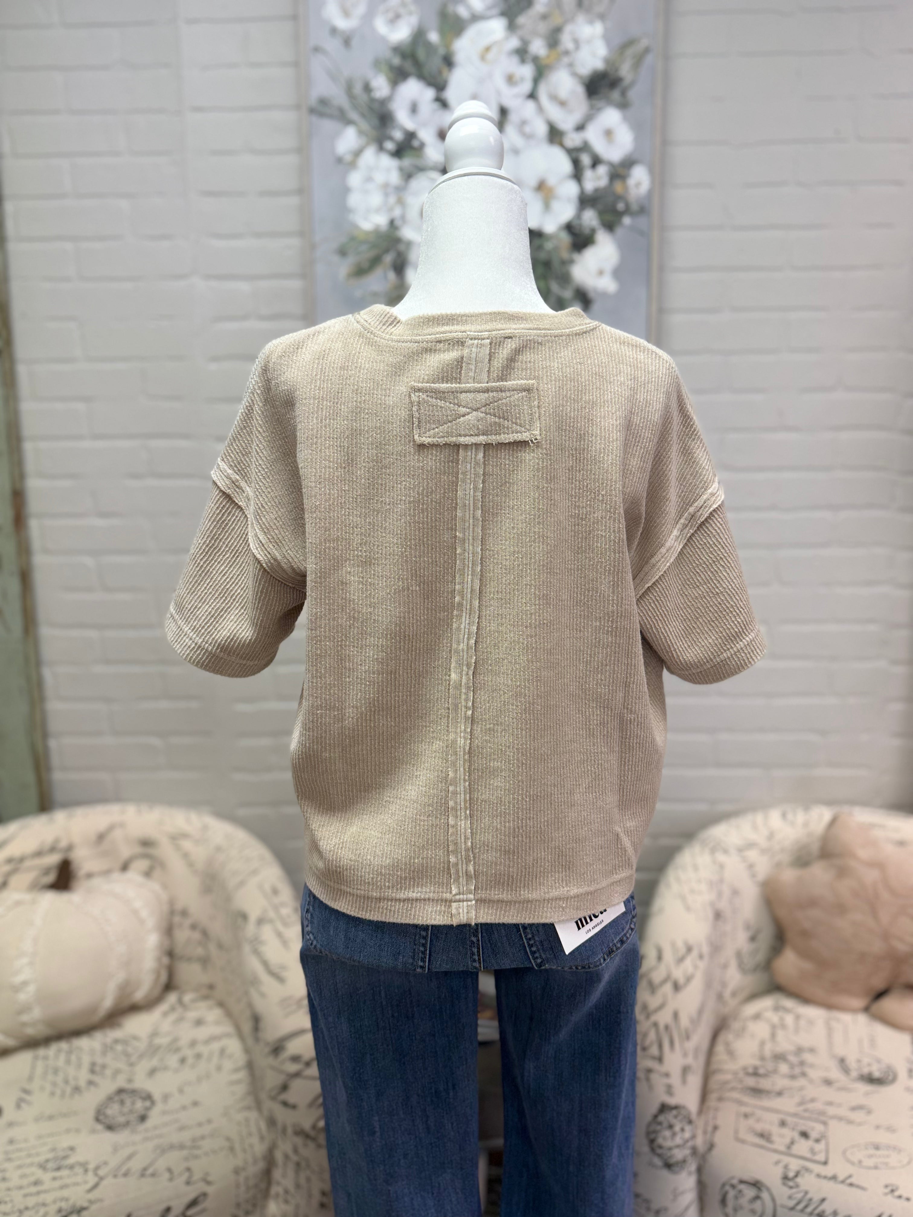 Khaki Washed Ribbed Shirt